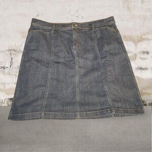 Women's Izod Jean Skirt Plus Size 20 Button And Zip Close 4 Pockets Knee Length